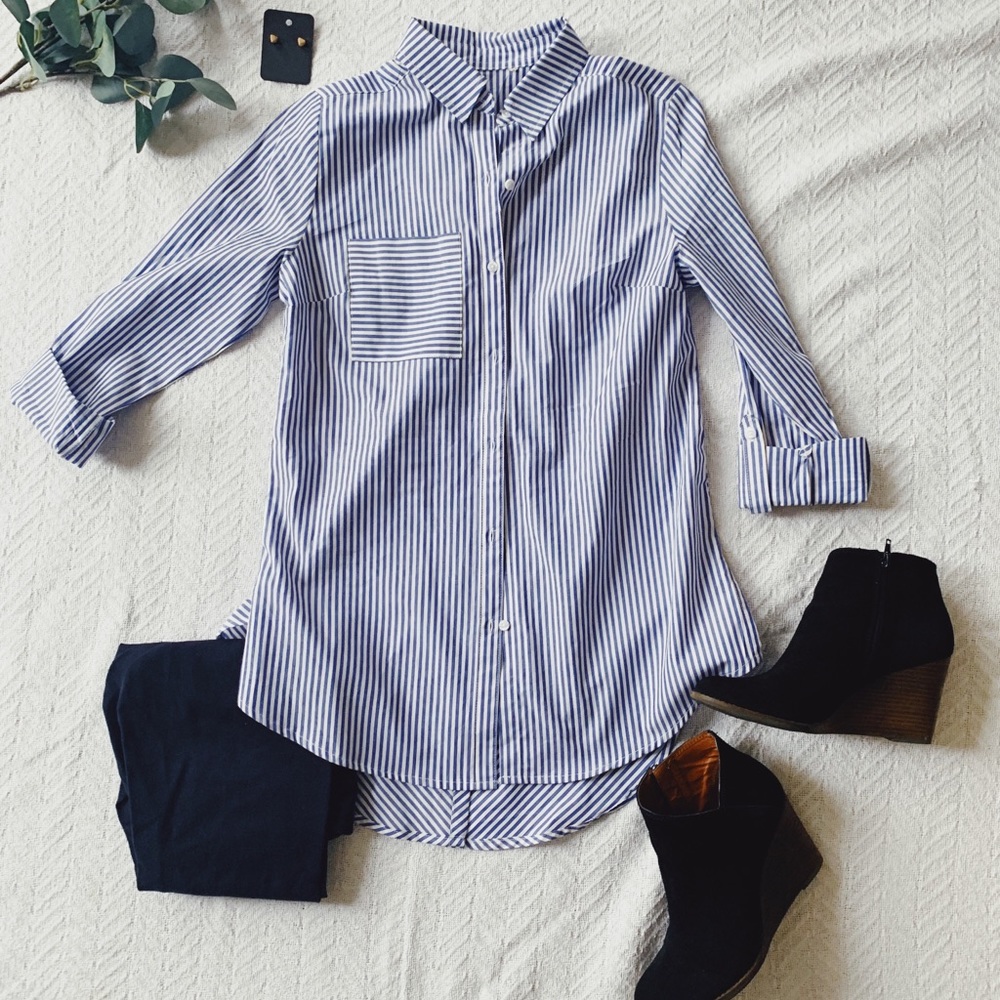 Cute boho striped button down shirt